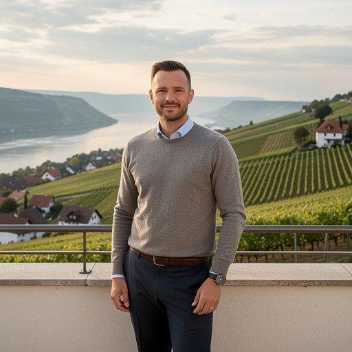 Feld mit blГјhenden Weinreben unter strahlend blauem Himmel.